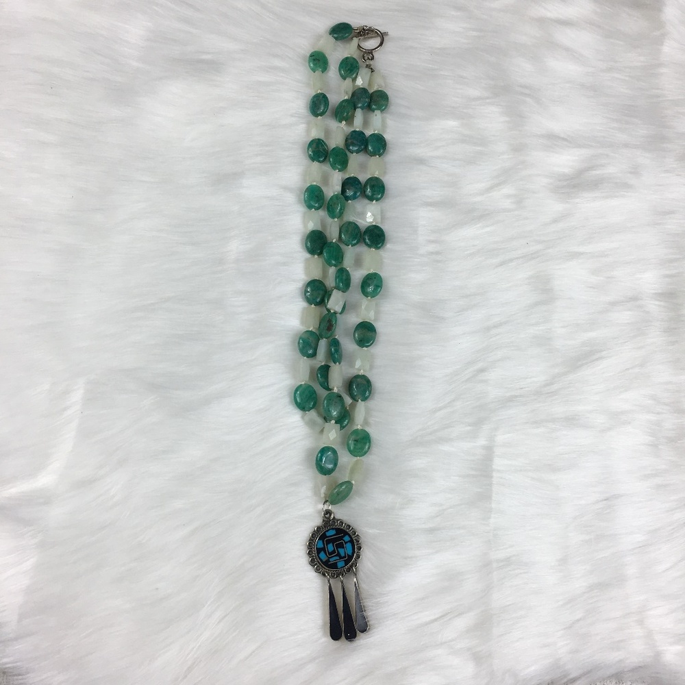 Vintage Alpaca Mexico & Stone Necklace - Picture 2 of 6
